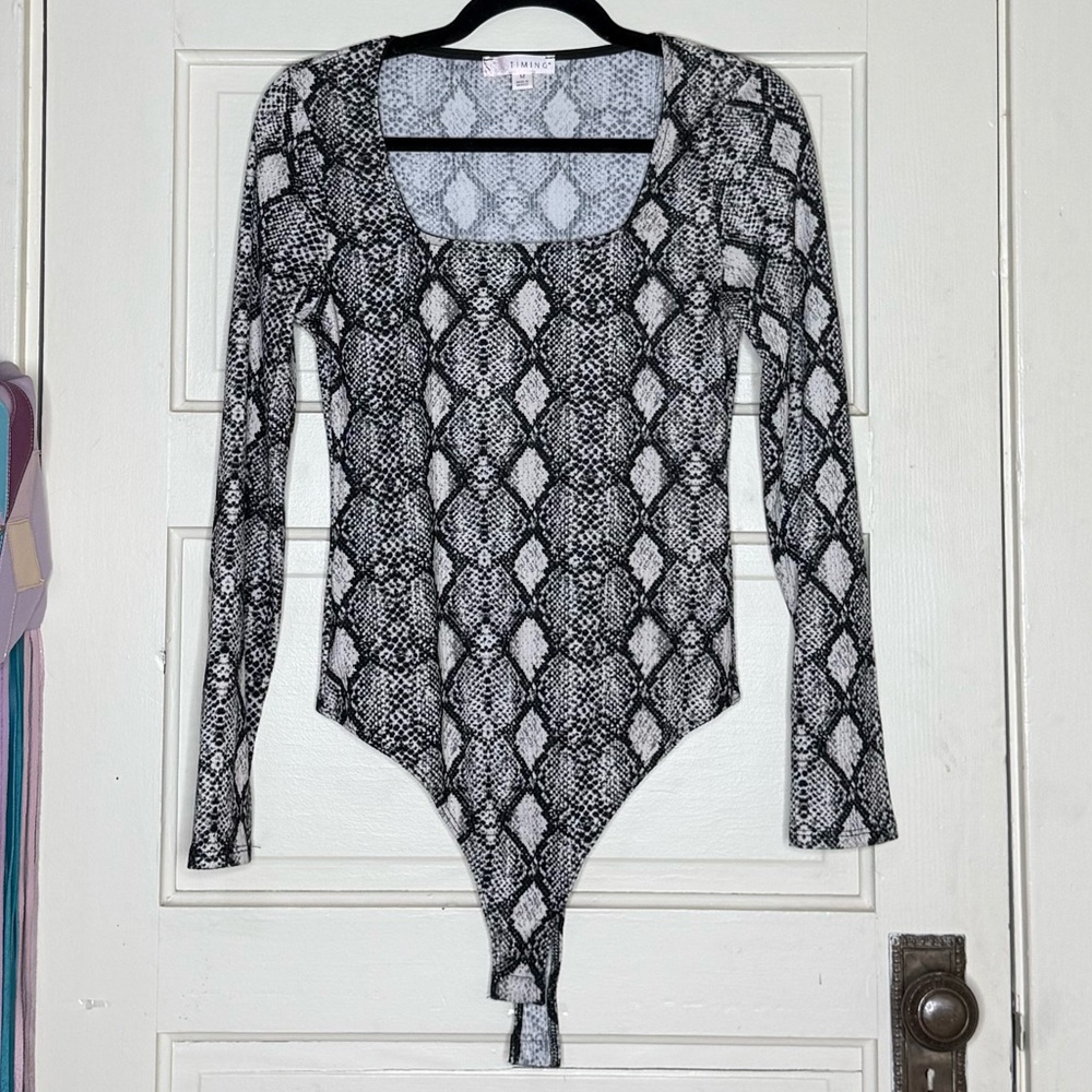 Snakeskin Long Sleeve Bodysuit